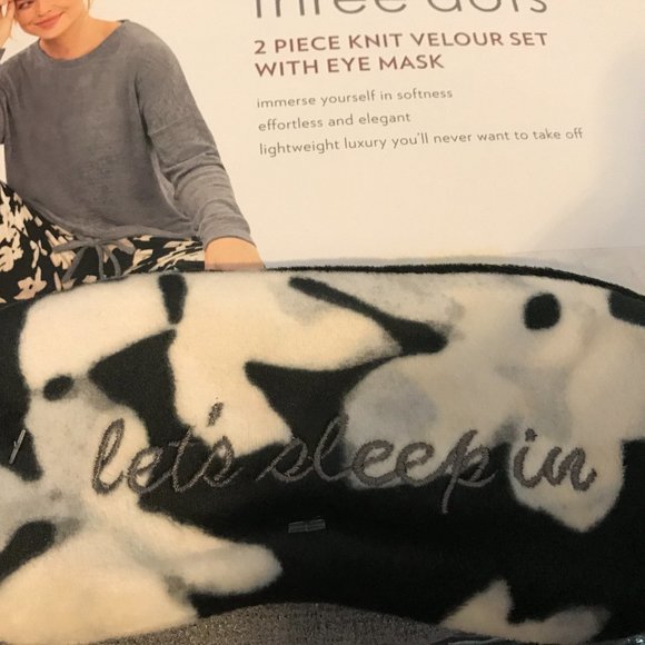 Three dots velour pajama set top jogger eye mask - Picture 11 of 16